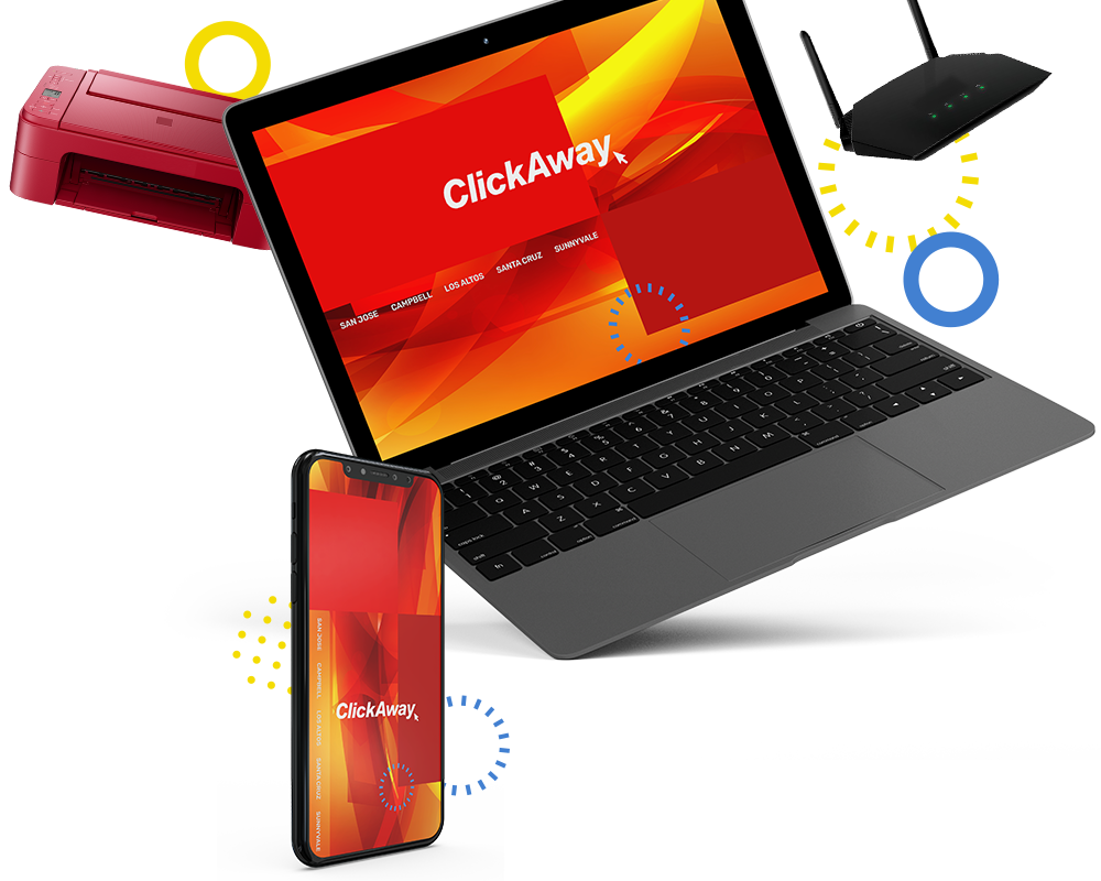 ClickAway Technologies laptop and mobile creative