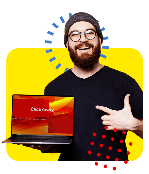 Man showing laptop
